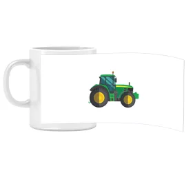   Porcelánový hrnček s nápisom škôlka so zeleným vzorom traktora