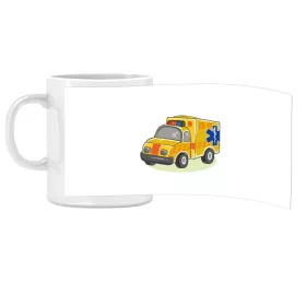   Porcelánový hrnček s nápisom škôlka a vzorom auta Ambulance