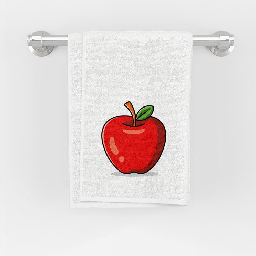 Kéztörlő 35x70 cm méretben Ovis jellel Piros alma  mintával