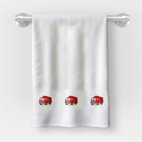   Osuška v rozmere 30x50 cm s nápisom MŠ so vzorom Hasičské auto