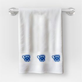   Kéztörlő 30x50 cm méretben Ovis jellel Kék pöttyös bögre mintával