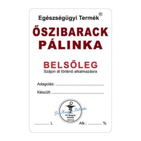 Pálinkás cimke Belsőleg Őszibarack 5 db/csomag