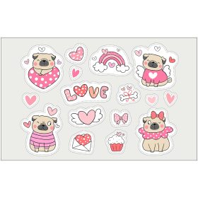 Vasalható állatos-pug matrica csomag