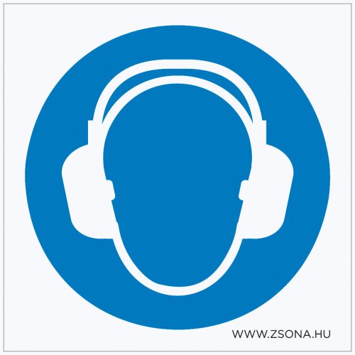 Hallásvédő használata kötelező! Öntapadós matrica 200x200 mm