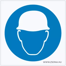   Védősisak használata kötelező! Öntapadós matrica 100x100 mm