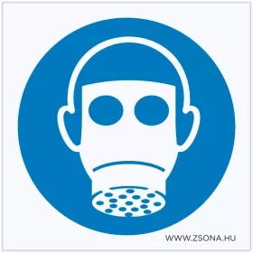   Gázálarc használata kötelező! Öntapadós matrica 100x100 mm