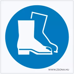   Lábvédő használata kötelező! Öntapadós matrica 100x100 mm