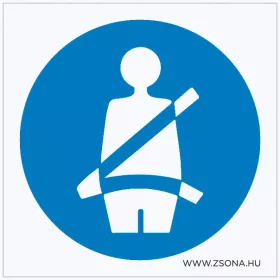   Biztonsági öv használata kötelező! Öntapadós matrica 100x100 mm