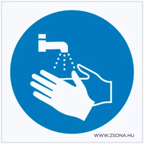 Kézmosás kötelező! Öntapadós matrica 100x100 mm