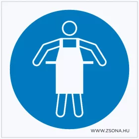   Védőkötény használata kötelező! Öntapadós matrica 100x100 mm