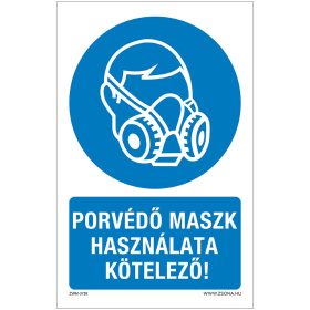   Porvédő maszk használata kötelező Öntapadós matrica 160x100 mm