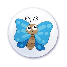 Nápis do škôlky na skrinku s modrým vzorom motýľa