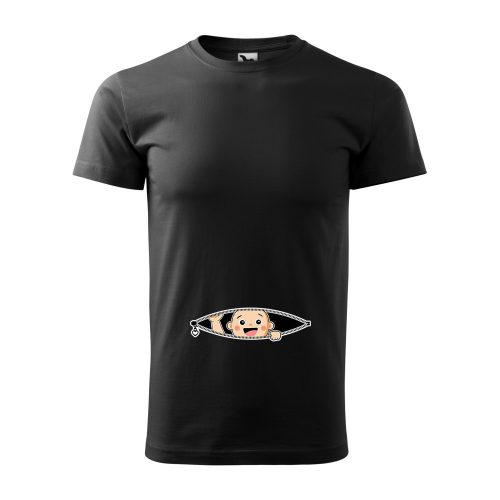 Póló Kukucskáló kisbaba  mintával - Fekete S méretben