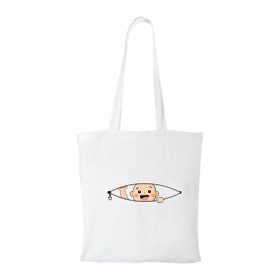 Kukucskáló kisbaba - Bevásárló táska fehér