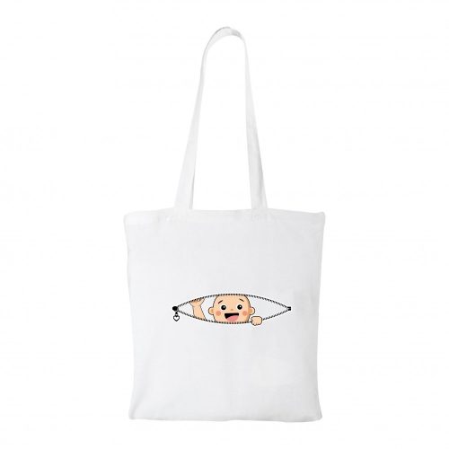 Kukucskáló kisbaba - Bevásárló táska fehér