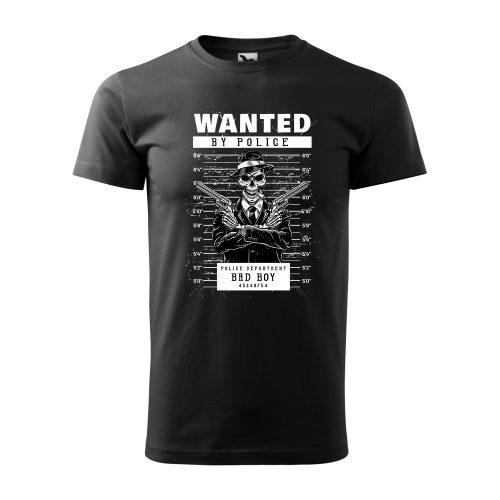 Póló Wanted  mintával - Fekete XXL méretben