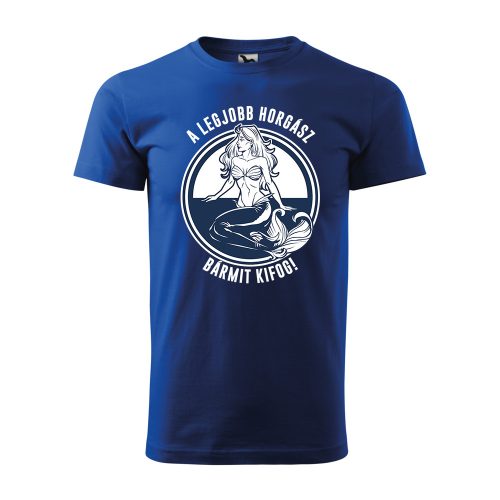 Póló A legjobb horgász bármit kifog  mintával - Kék XL méretben