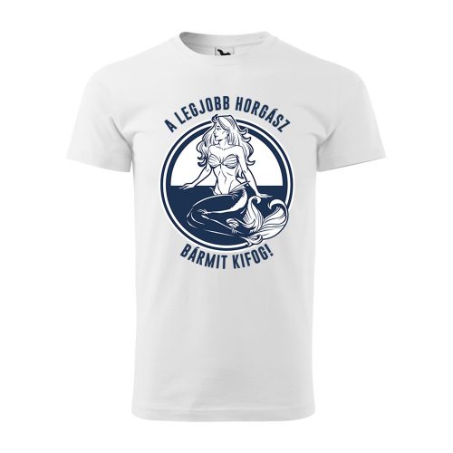 Póló A legjobb horgász bármit kifog  mintával - Fehér XXL méretben