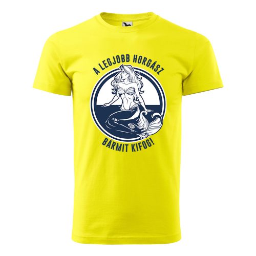 Póló A legjobb horgász bármit kifog  mintával - Sárga XXL méretben