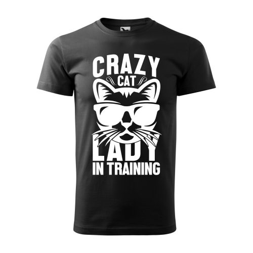 Póló Crazy cat  mintával - Fekete M méretben