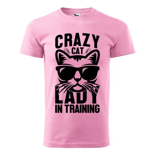 Póló Crazy cat  mintával - Rózsaszín XXL méretben