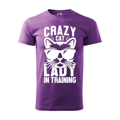 Póló Crazy cat  mintával - Lila XXXL méretben