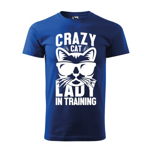 Póló Crazy cat  mintával - Kék XXL méretben