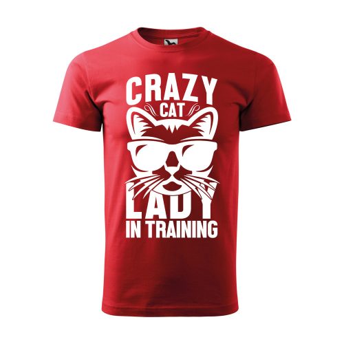 Póló Crazy cat  mintával - Piros XXL méretben