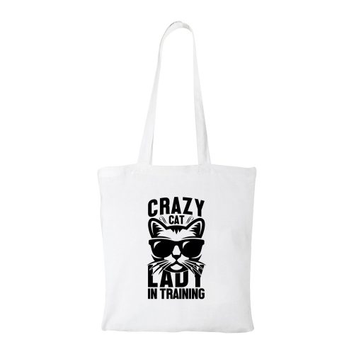 Crazy cat - Bevásárló táska fehér