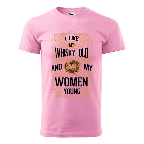 Póló I like my whisky  mintával - Rózsaszín L méretben