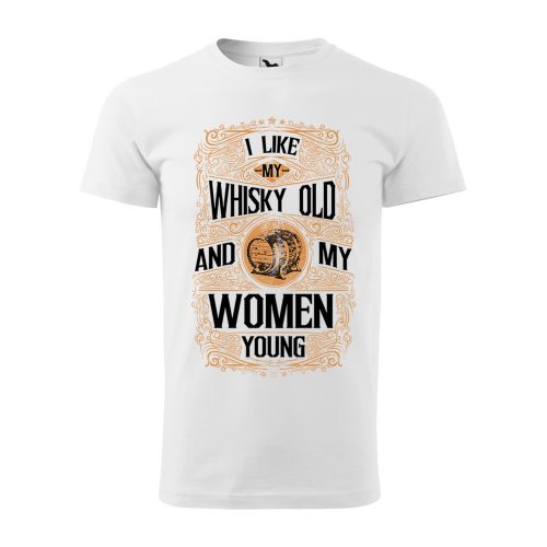 Póló I like my whisky  mintával - Fehér XXL méretben
