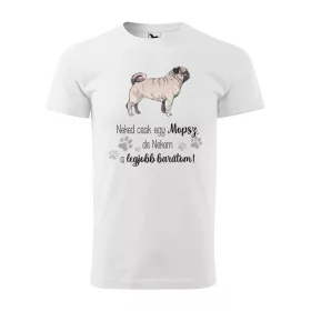 Póló Mopsz  mintával - Fehér v1