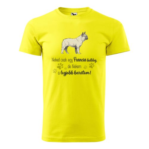Póló Francia bulldog  mintával - Sárga L méretben