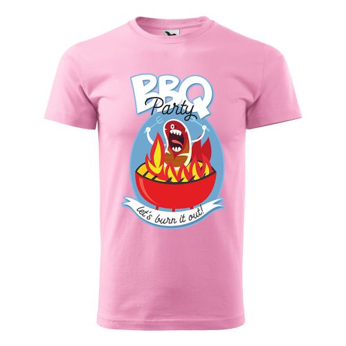 Póló BBQ party  mintával - Rózsaszín L méretben