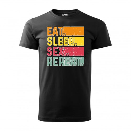 Póló Eat sleep sex repeat  mintával - Fekete S méretben