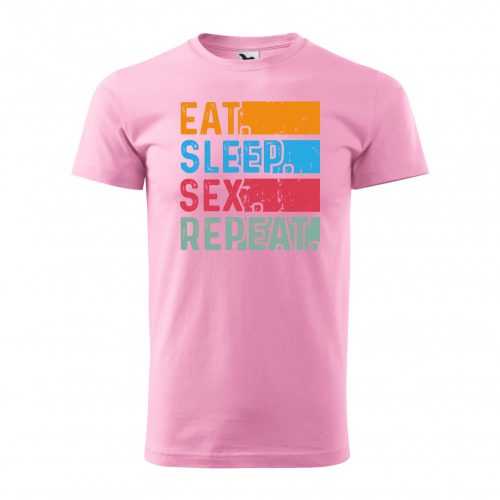 Póló Eat sleep sex repeat  mintával - Rózsaszín L méretben