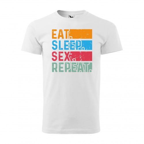 Póló Eat sleep sex repeat  mintával - Fehér XXXL méretben