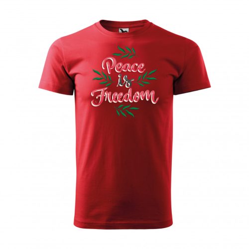 Póló Peace is freedom  mintával - Piros L méretben