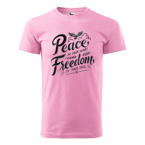 Póló Peace in your heart  mintával - Rózsaszín XL méretben
