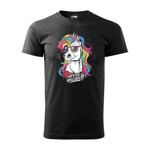 Póló Hipster unicorn  mintával - Fekete XXXL méretben