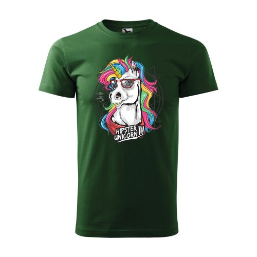 Póló Hipster unicorn  mintával - Zöld XXXL méretben