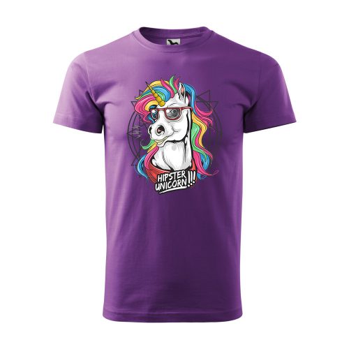 Póló Hipster unicorn  mintával - Lila S méretben