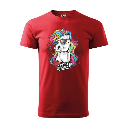 Póló Hipster unicorn  mintával - Piros XXXL méretben