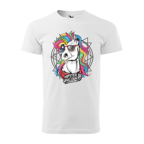 Póló Hipster unicorn  mintával - Fehér XXL méretben