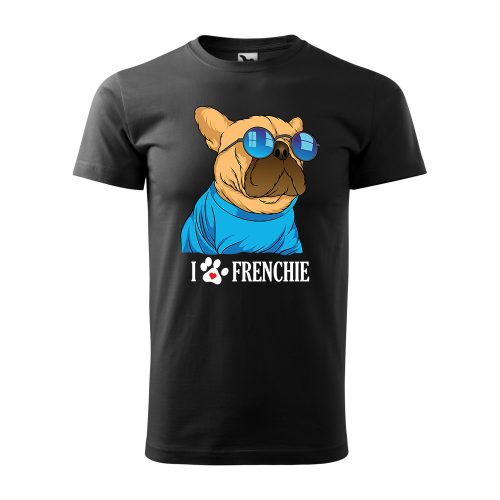 Póló Frenchie  mintával - Fekete XXL méretben