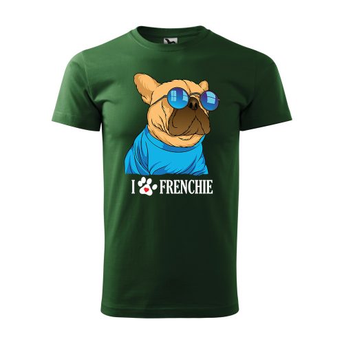 Póló Frenchie  mintával - Zöld XXXL méretben