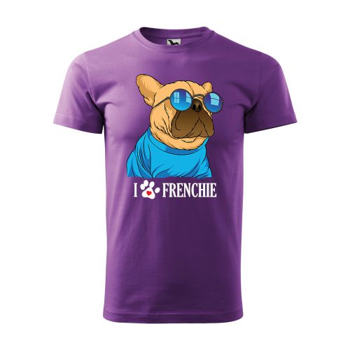 Póló Frenchie  mintával - Lila L méretben