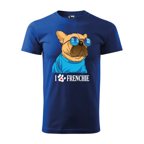 Póló Frenchie  mintával - Kék L méretben