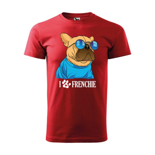 Póló Frenchie  mintával - Piros L méretben