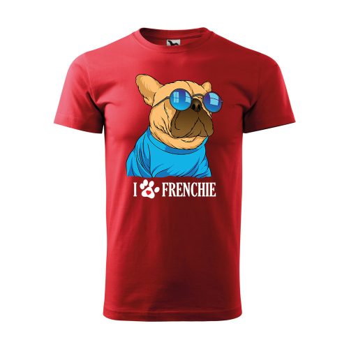 Póló Frenchie  mintával - Piros XXXL méretben